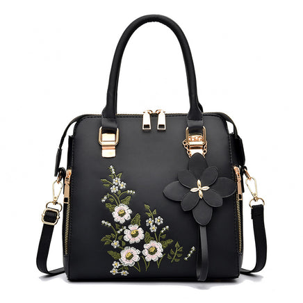 Factory Wholesale Women&#039;s Bag 2023 New Fashion Embroidered Handbag Middle-aged Simple Shoulder Messenger Bag A Generation Of Hair