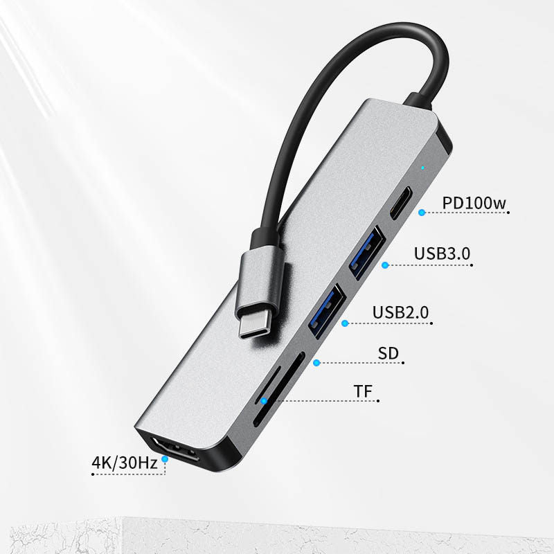 Cross-border Six-in-one Docking Station Usb C Hub3.0 Applicable To MacBook Notebook Type-c Docking Station