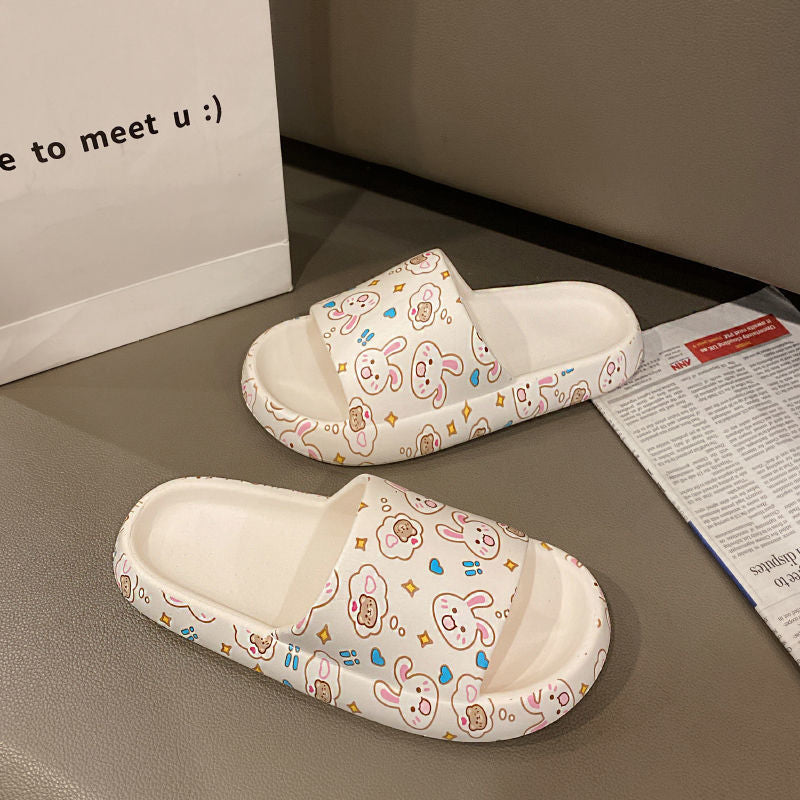 Women&#039;s Summer Anti-slip Thick-soled Animal League Couple Cute Cartoon Student Cartoon Flip-flops