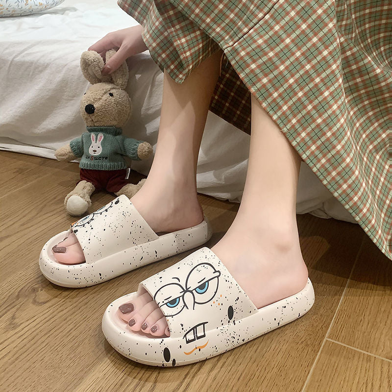 Women&#039;s Summer Anti-slip Thick-soled Animal League Couple Cute Cartoon Student Cartoon Flip-flops