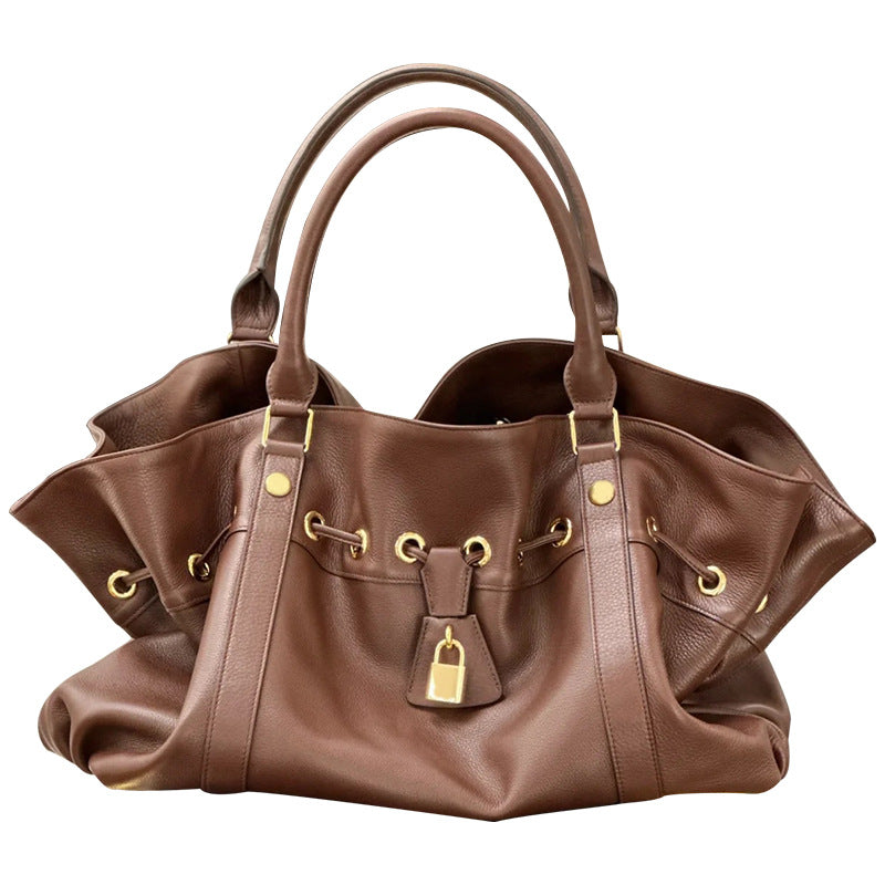 2023 Autumn And Winter New Style Retro Versatile Lock Buckle Belt Buckle Women&#039;s Bag Handheld Tote Bag Large Capacity Women&#039;s Bag New Trend