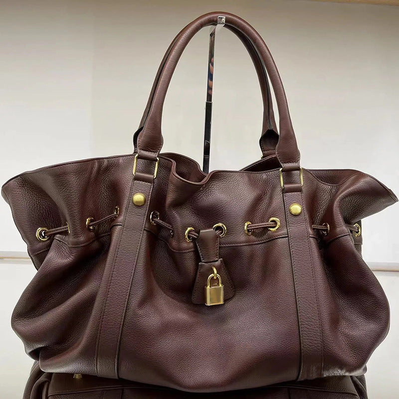 2023 Autumn And Winter New Style Retro Versatile Lock Buckle Belt Buckle Women&#039;s Bag Handheld Tote Bag Large Capacity Women&#039;s Bag New Trend