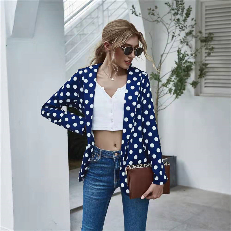 Station High-end Temperament Commuter Long-sleeved Polka-dot Small Suit Jacket