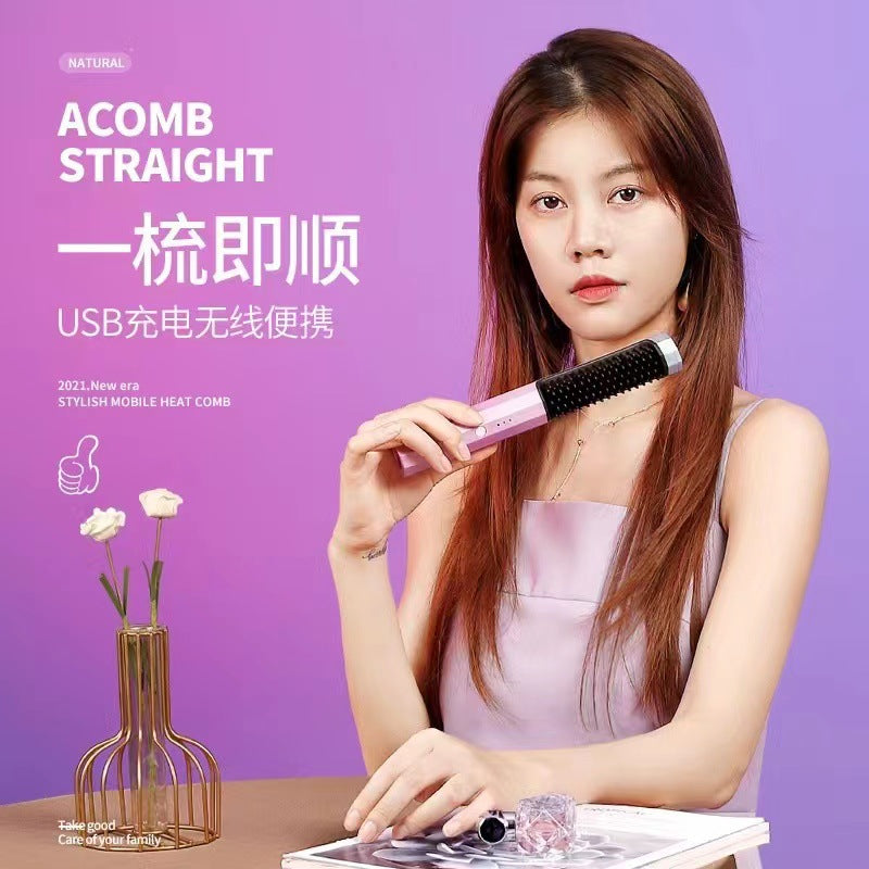 Multifunctional Heating Straight Hair Curler Bangs Inner Buckle Temperature Adjustment Curling Straight Dual-use Hair Straightener Wet And Dry Dual-use Straight Hair Comb