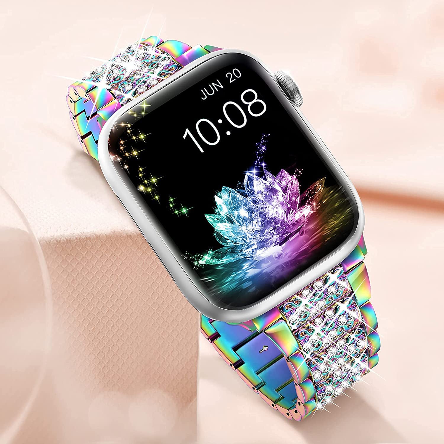 Suitable For Iwatch Straps. Three-bead Diamond-encrusted Zinc Alloy Apple Watch Straps. Applewatch Straps Are Exclusively Available Across Borders.