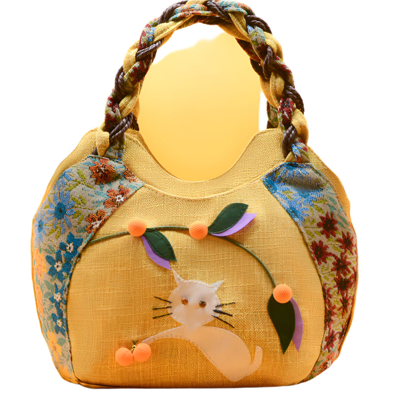 Cartoon Creative Handbag Artistic Women&#039;s Bag Vintage Handbag Casual Hand Bag For Women