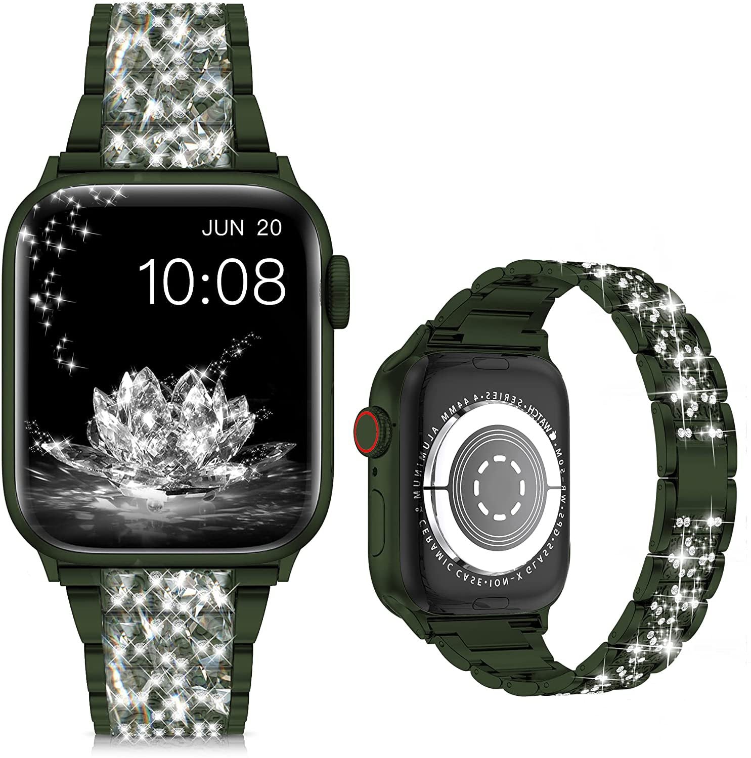 Suitable For Iwatch Straps. Three-bead Diamond-encrusted Zinc Alloy Apple Watch Straps. Applewatch Straps Are Exclusively Available Across Borders.