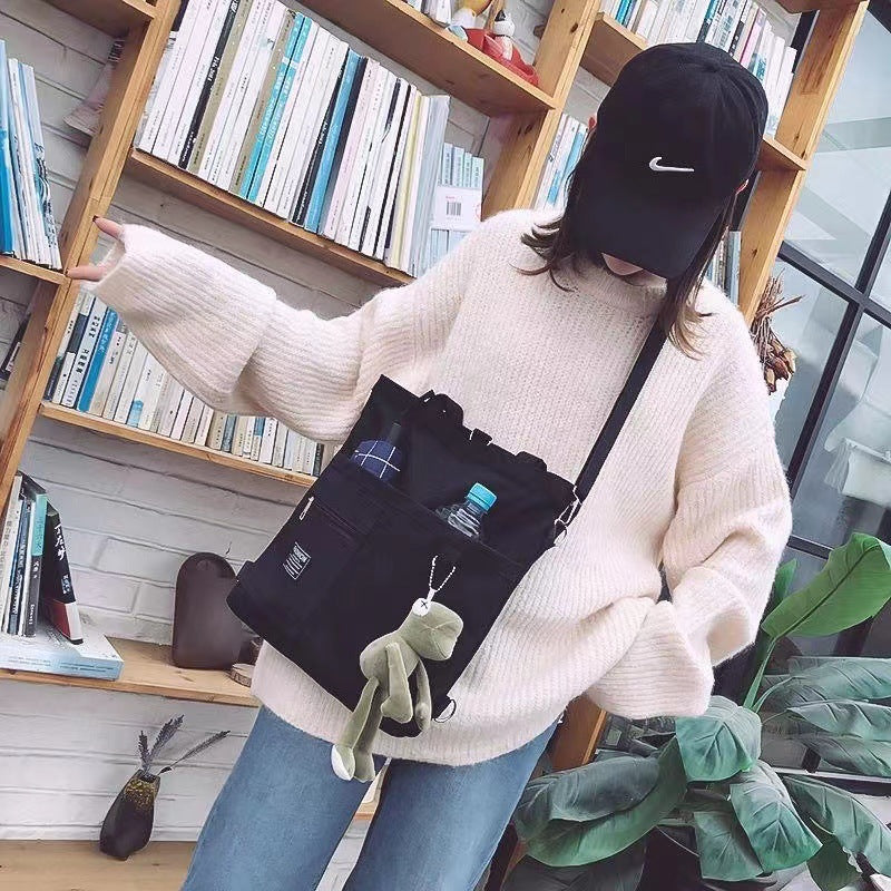 Canvas Bag Women&#039;s Crossbody Canvas Bag Niche Tote Bag Instagram Style Shoulder Bag All-match Student Tutorial Tote Bag