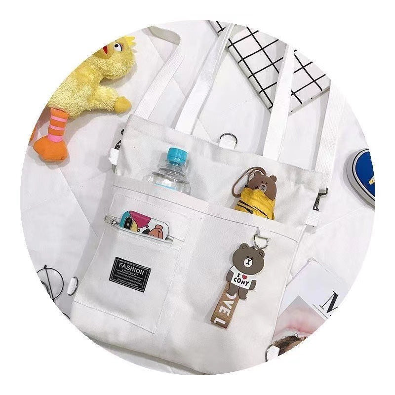 Canvas Bag Women&#039;s Crossbody Canvas Bag Niche Tote Bag Instagram Style Shoulder Bag All-match Student Tutorial Tote Bag