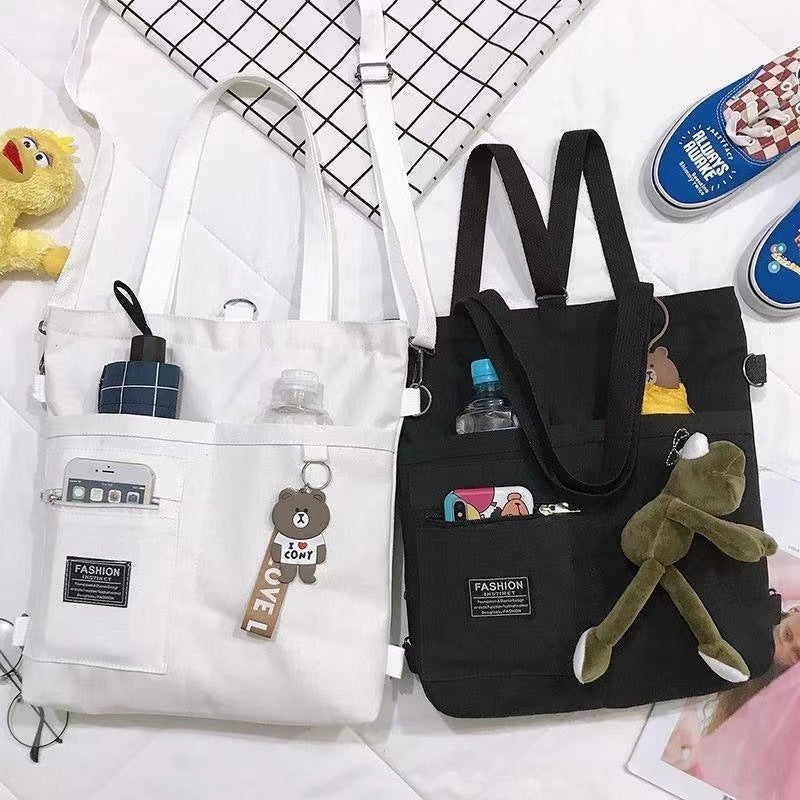 Canvas Bag Women&#039;s Crossbody Canvas Bag Niche Tote Bag Instagram Style Shoulder Bag All-match Student Tutorial Tote Bag