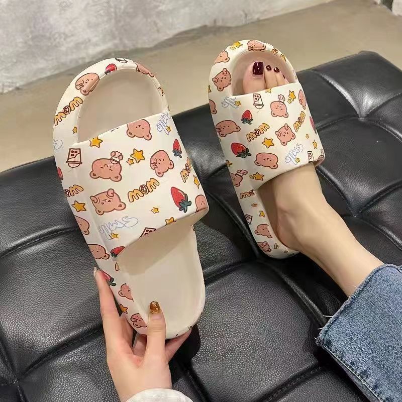 Women&#039;s Summer Anti-slip Thick-soled Animal League Couple Cute Cartoon Student Cartoon Flip-flops