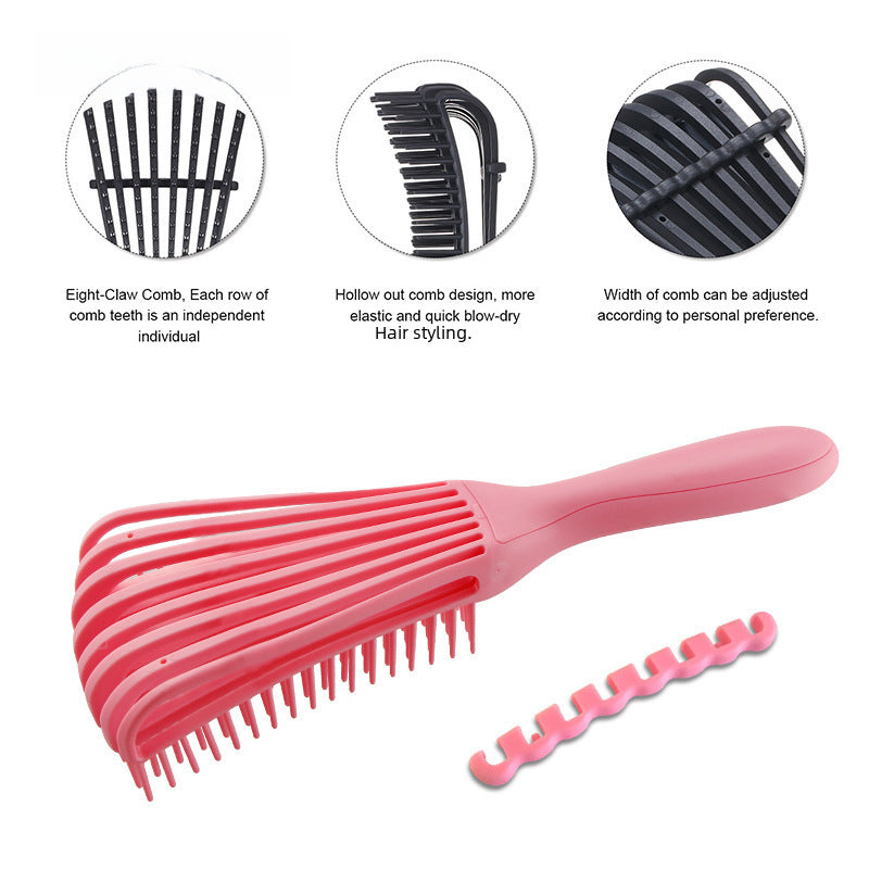 Women&#039;s Shampoo Straight Octopus Comb Hairdressing Big Bend Comb Straight Roll Shape Octopus Rib Comb