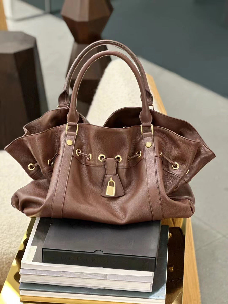 2023 Autumn And Winter New Style Retro Versatile Lock Buckle Belt Buckle Women&#039;s Bag Handheld Tote Bag Large Capacity Women&#039;s Bag New Trend