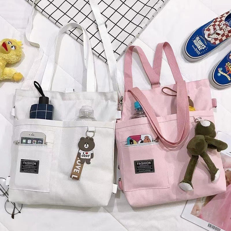 Canvas Bag Women&#039;s Crossbody Canvas Bag Niche Tote Bag Instagram Style Shoulder Bag All-match Student Tutorial Tote Bag
