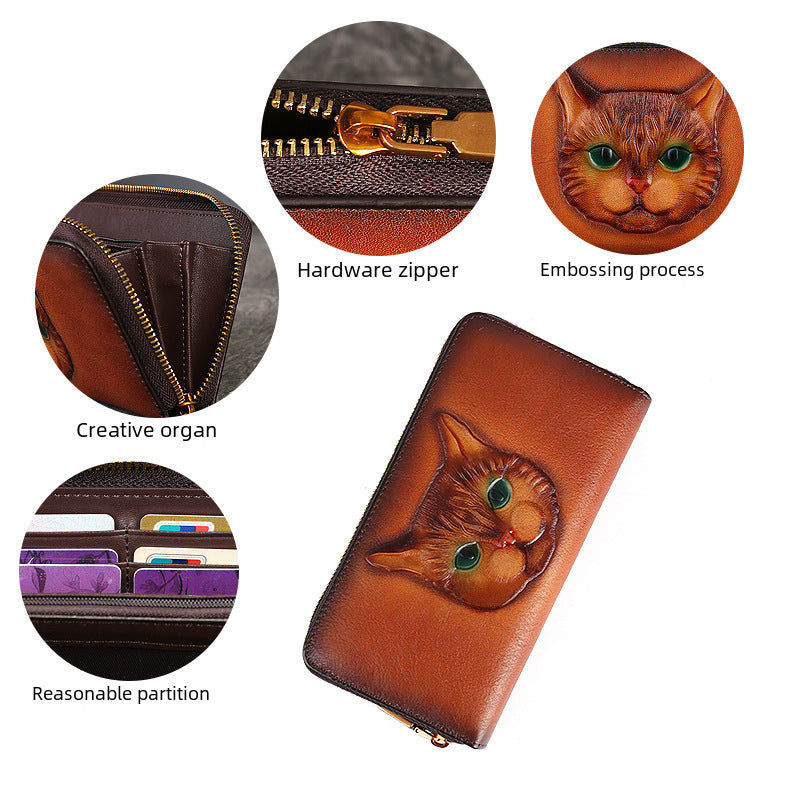 Genuine Leather Embossed Multi Card Bag Design Light Luxury Clutch Bag Wholesale