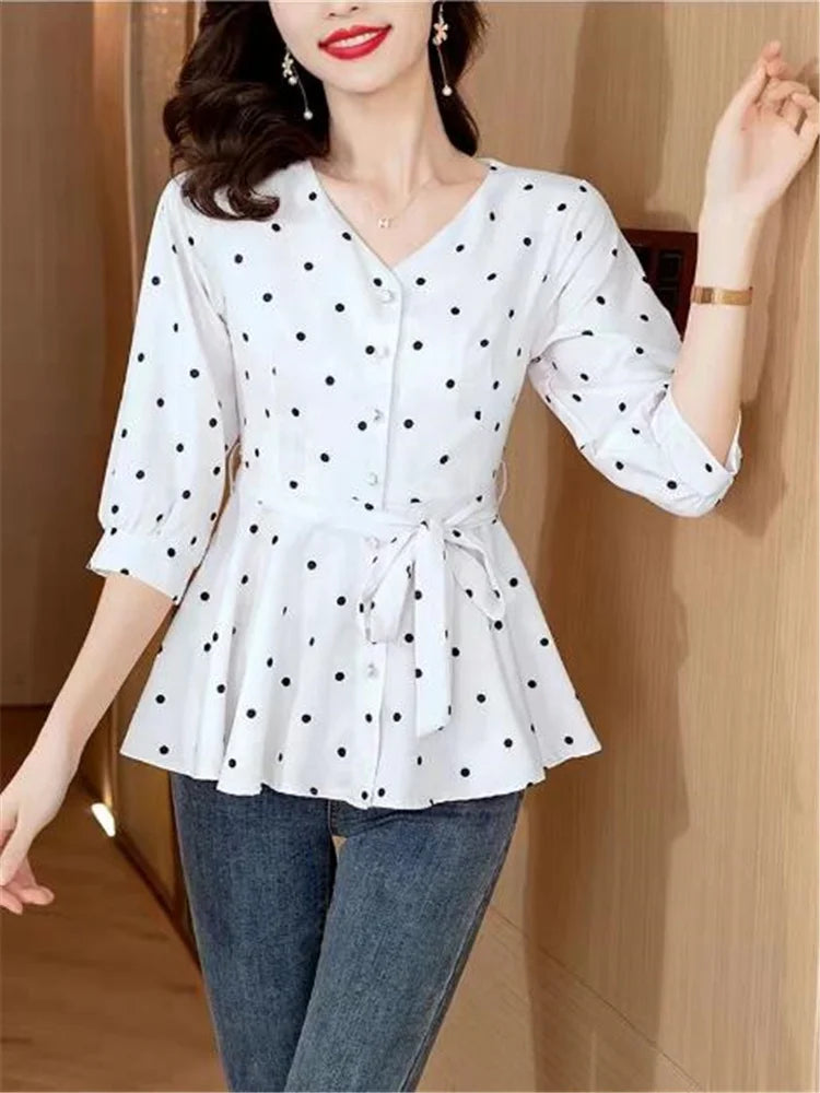 Polka Peplum Blouse