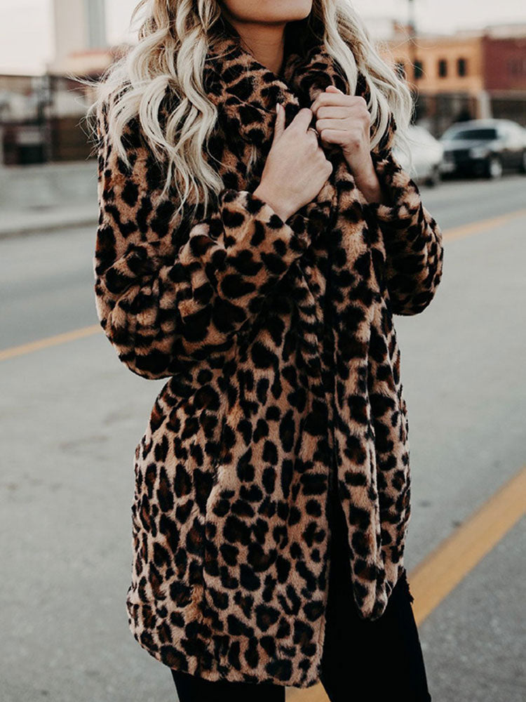 Trendy Faux Fur Leopard Jacket