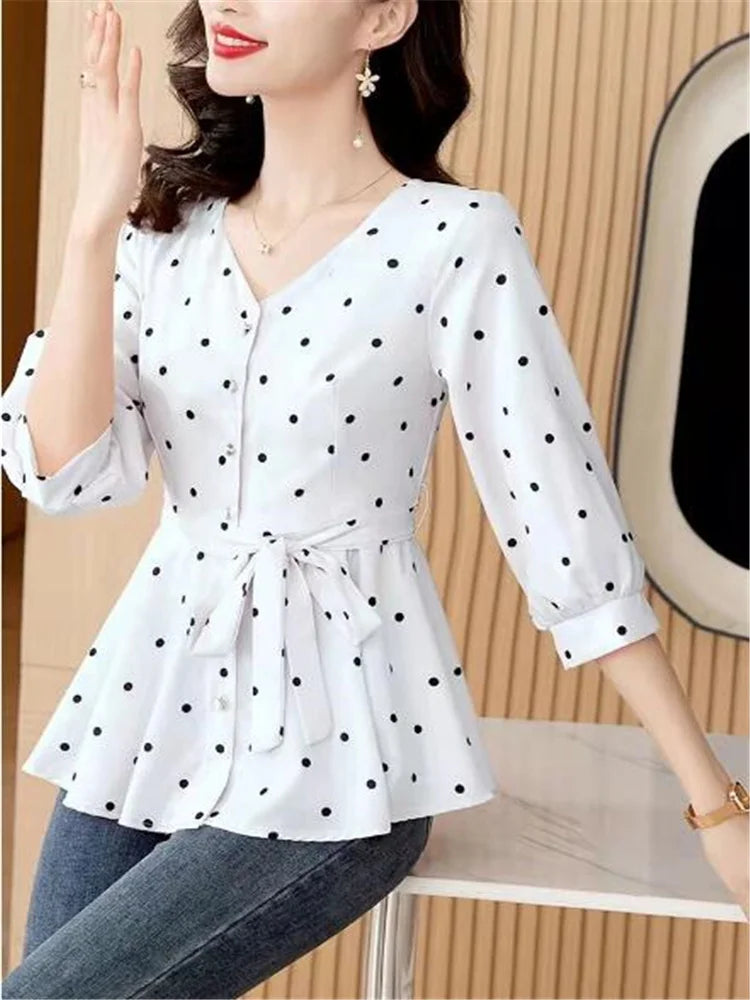 Polka Peplum Blouse