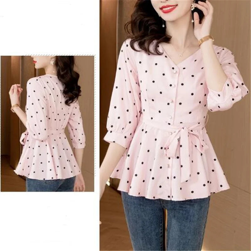 Polka Peplum Blouse