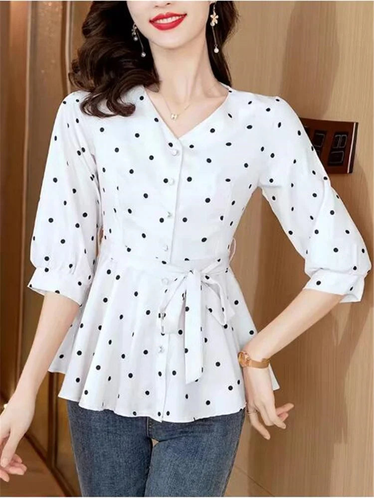 Polka Peplum Blouse