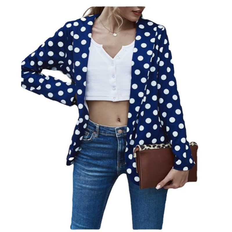 Station High-end Temperament Commuter Long-sleeved Polka-dot Small Suit Jacket