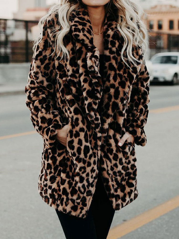 Trendy Faux Fur Leopard Jacket