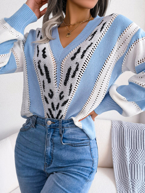 Kontrast strikket sweater