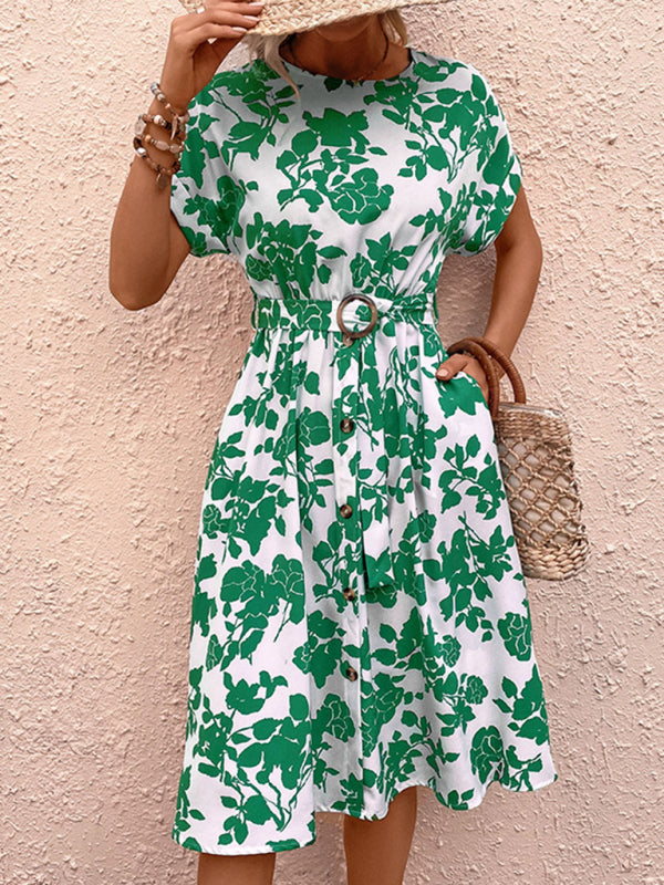 Printed Dress with Belt