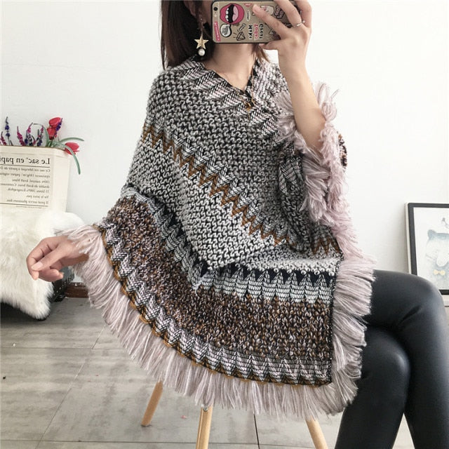 Knitted Poncho Cape